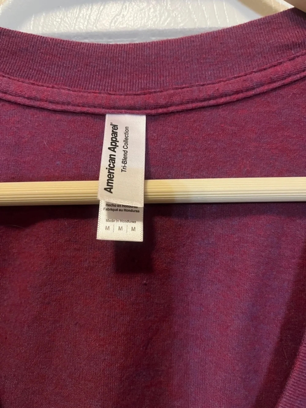 American Apparel Deep Burgundy V-Neck Short Sleeve Tee - Picture 3 of 6